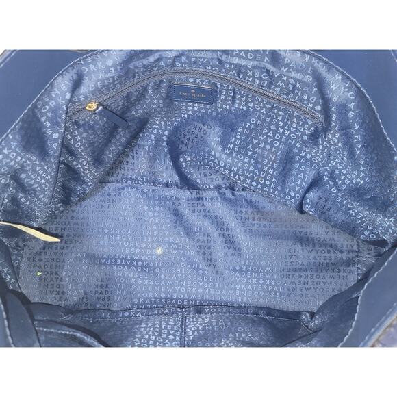 Kate Spade Elegant Halsey La Vita Blue Ostrich Cow Leather Tote Shoulder Bag‎ - Picture 13 of 16